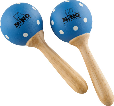 7PD-B Holz Maracas klein, Paar, Farbe: Blau mit weißen Punkten