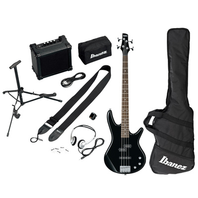 IJSR190-BK, E-Bassset, Set bestehend aus: Ibanez E-Bass, 4-saiter, Agathiskorpus, GSR4 Ahornhals, Longscale, Blackwood Tek Kiefer Griffbrett,