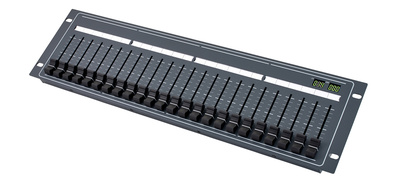 SimpleDesk 24 DMX Steuerung. Der SIMPLE DESK 24 ist ein 19"" 24 Kanal DMX Steuerpult, das sich auch, problemlos als Faderwing mittels