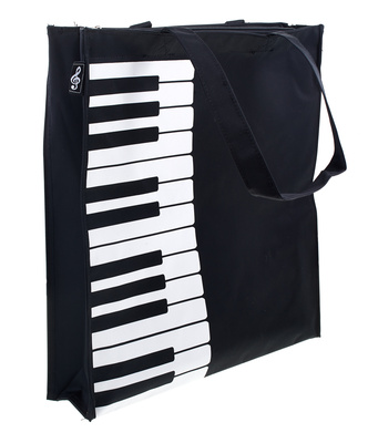 Bag With Keyboard/Piano Design, Tasche im Keyboard-Design, Mit Reißverschluss, Größe ca: 36 x 32 x 7cm, schwarz-weiß, Mit Handy-Tasche