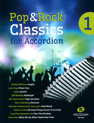 Holzschuh Verlag Pop Rock Classics Accordion 1 akordeono natų knyga