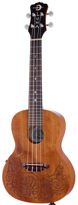 Ukulele MO Mahogany Electric, Konzertukulele, Mahagoni Korpus mit Laser Etched Lizard Design, Nato/Mahagoni Hals, Palisander (Dalbergia