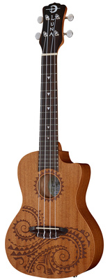Ukulele Concert Tattoo PU, Konzertukulele mit Cutaway, Mahagoni Korpus(Entandrophragm Cylindricum) Laser Etched Tattoo Design, Nato (Mora