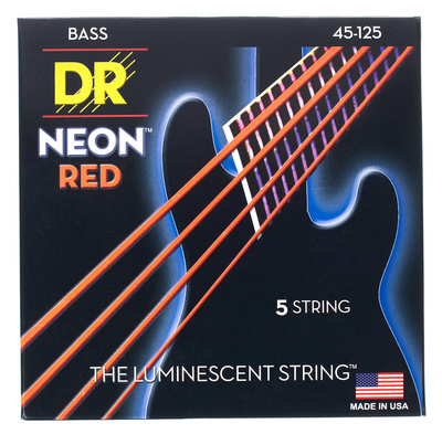DR Strings Neon Red NRB5-45 elektrinės bosinės gitaros stygos 