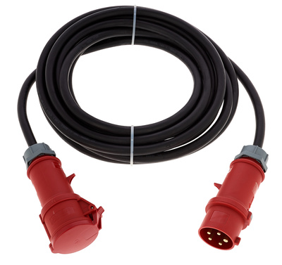 CEE Gummikabel 32A 6mm² 10m, schwere Gummischlauchleitung H07RN-F, 5 G 6 mm², 5-polig, 400 V, 6h, schwarz.