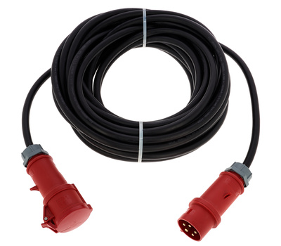 CEE Gummikabel 32A 6mm² 20m, schwere Gummischlauchleitung H07RN-F, 5 G 6 mm², 5-polig, 400 V, 6h, schwarz.