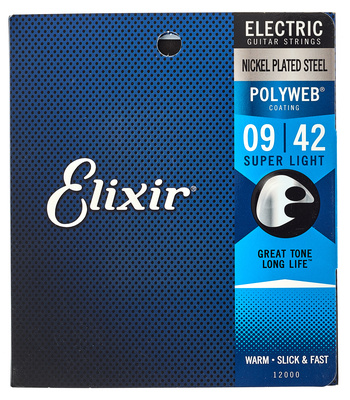 Elixir 12000 Polyweb Super Light dengtos elektrinės gitaros stygos  
