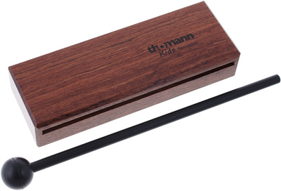 Kids Percussion TKP, Woodblock Bubinga, Zwei-Ton, 146mm x 44mm x 25mm, high & low pitch, inkl. Gummikopf-Schlägel, Hergestellt in Deutschland,