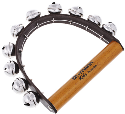 Kids Percussion TKP, Handglöckchen, 10 Schellen, hoch/gelb, Durchmesser 160mm, Hergestellt in Deutschland, Altersfreigabe ab 1 Jahr, Stück