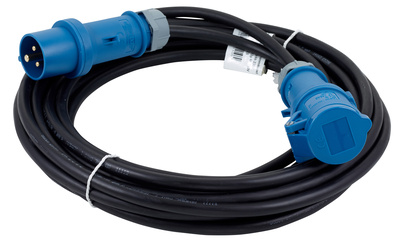 CEE Blau Gummikabel 16A 2,5mm² 10m, Gummischlauchleitung H07RN-F, 3 G 2,5 mm², 3-polig, 230 V, 6h, schwarz. mit Mennekes IP44 Stecker und