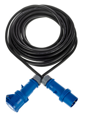 CEE Blau Gummikabel 16A 2,5mm² 15m, Gummischlauchleitung H07RN-F, 3 G 2,5 mm², 3-polig, 230 V, 6h, schwarz. mit Mennekes IP44 Stecker und