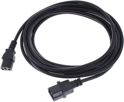 IEC / Kaltgeräte Netz Verlängerungskabel, Länge 10,0 m, H05VV-F 3G1,0 mm², Farbe schwarz, Stecker: IEC Kaltgeräte C13, Buchse: IEC