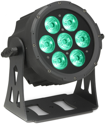 Flat PRO PAR Can 7 - 7 x 10 W FLAT LED RGBWA PAR Scheinwerfer in schwarzem Gehäuse. Ausgestattet mit 7 x 10 Watt Hochleistungs-LEDs, einem