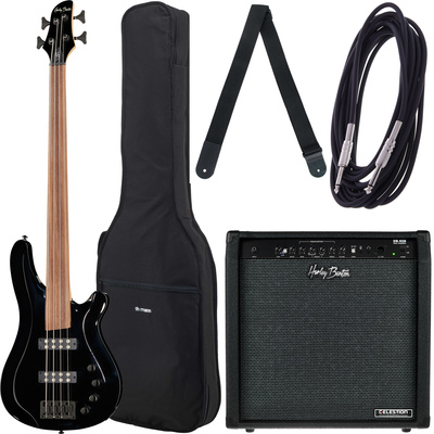 Harley Benton B-450FL BK bosinės gitaros komplektas