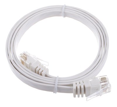 Lindy Cat6 Flach-Cable 1m White skaitmeninis sąsajos kabelis