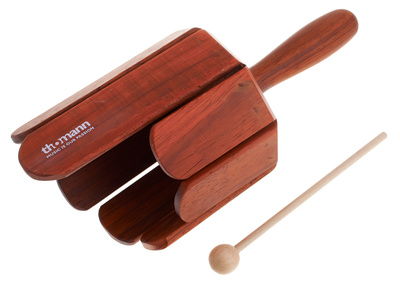 SD8-NT Rührtrommel, mit acht Holzzungen, aus Gummibaum Holz, mit Holzgriff, inklusive Schlägel, Länge 27,5cm, Durchmesser 10,5cm