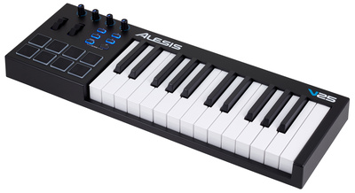 V25, USB-MIDI Controller Keyboard, 25 anschlagdynamische Tasten, Pitch Bend- und Modulationsrad, 8 anschlagdynamische Pads mit blauer LED