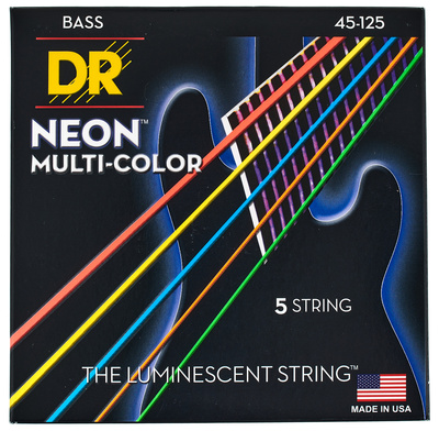 DR Strings Neon Multi NMCB5-45 elektrinės bosinės gitaros stygos  