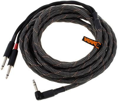 sonorus protect A600 twin, Zwillings-Instrumentenkabel 6 m, unsymmetrisch abgeschirmt, Winkel-Klinke Stereo auf 2x Klinke Mono, solid core