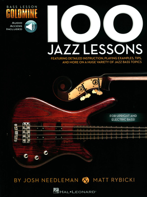 Hal Leonard 100 Jazz Lessons Bass mokomoji medžiaga kontrabosui