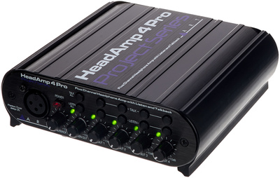 HeadAMP 4 Pro, 5-Kanal Kopfhörerverstärker, Lautstärkeregler für jeden Kanal, XLR Eingang für externes Talkback Mikrofon, zuschaltbare
