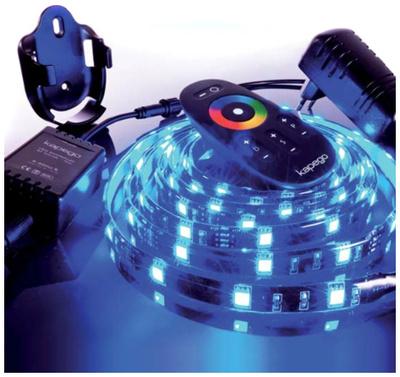 Kapego LED Mixit Set 2.5m RGB, anschlussfertiges RGB LED-Stripe Set für Dekorationsanwendungen, inkl. Touch-Funkfernbedienung, dimmbar über