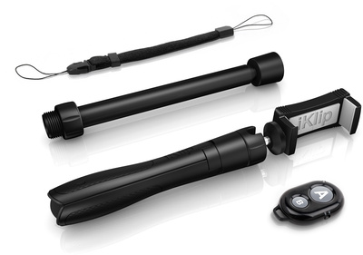 iKlip Grip, Smartphone Videostativ und Verlängerung mit Bluetooth Fernbedienung (Auslöseknopf), Geeignet für Smartphones, kompakte