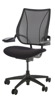 Liberty Task Chair Black, Studio-Stuhl mit Rollen; für bequemes Sitzen über einen längeren Zeitraum; weiche Rollen für harte Böden;