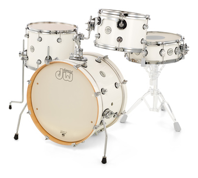 Design Frequent Flyer White Gloss, Travel Kit aus 100% North American Maple Kessel, Farbe: White Gloss (lackiert), Chrom Hardware,