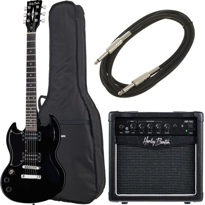 Harley Benton DC-200LH BK kairiarankė elektrinė gitara  