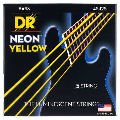 DR Strings Neon Yellow NYB5-45 penkių stygų bosinės gitaros stygos