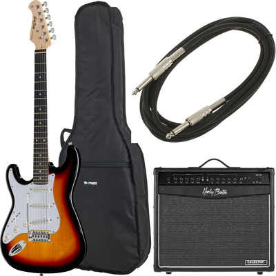 Harley Benton ST-20LH SB kairiarankė elektrinė gitara komplektas