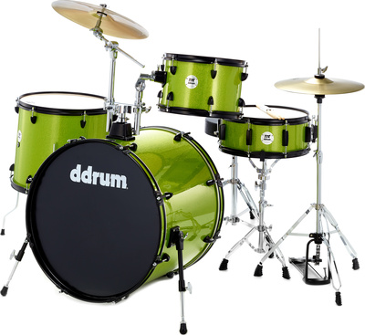 D2 Rock Starter Set, Farbe Lime Sparkle, folienbezogene Kessel, Lindenholz Kessel, schwarze Hardware, 1.7mm triple-flanged Stahlspannreifen,