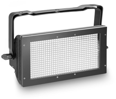 Thunder Wash 600 W, Strobe, Blinder und Wash Light in einem. Er ist mit 648 weiße SMD-LEDs ausgestattet, die je 0,2 Watt stark sind, strahlt 80°