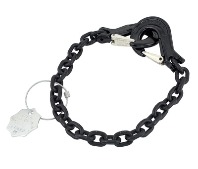 schwarze Rigging Kette 2 Tonnen 80 cm, 1-Strang Kettengehänge EN 818-4 GK 8 mit beidseitig SGB Haken 8-8, Materialstärke 8 mm, Nutzlänge: