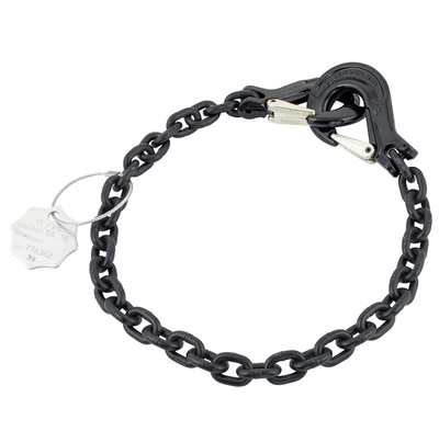 schwarze Rigging Kette 2 Tonnen 100 cm, 1-Strang Kettengehänge EN 818-4 GK 8 mit beidseitig SGB Haken 8-8, Materialstärke 8 mm, Nutzlänge: