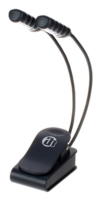 SLED 2 Ultra, LED Notenpult-Leuchte mit je 4 weißen COB-LEDs, 2 flexible 270 mm Schwanenhälse, schaltbare Helligkeit in drei Stufen,