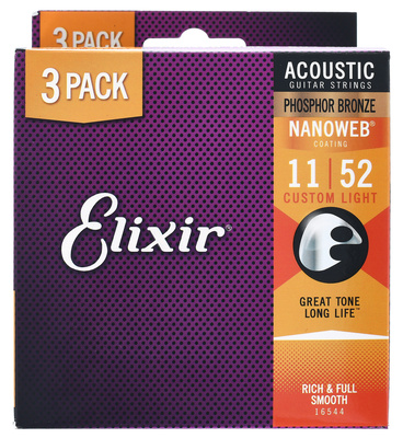 Elixir Nanoweb Custom Light Ph.Br. 3P dengtos akustinės gitaros stygos