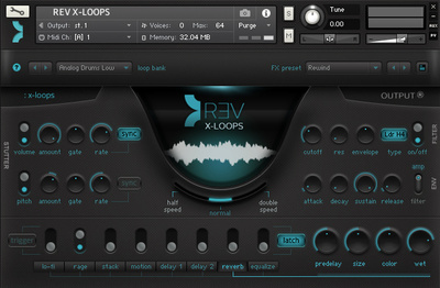 Output REV X-Loops virtualūs instrumentai ir samplai