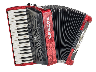 Hohner Bravo III 72 Red silent key pianinis akordeonas