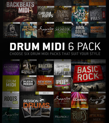 Toontrack Drum Midi 6 Pack muzikinė programinė įranga