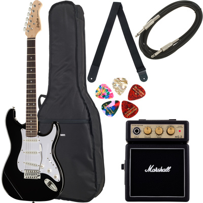 Harley Benton ST-20 BK elektrinės gitaros komplektas