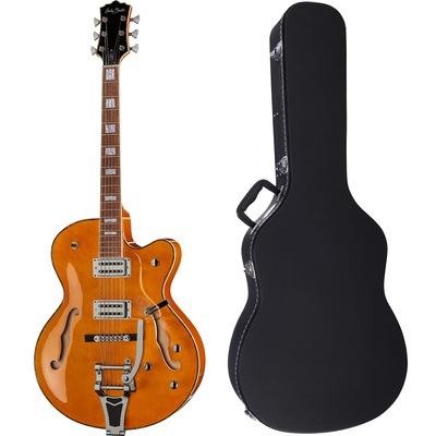 Harley Benton BigTone Vintage Orange džiazinė gitara su dėklu