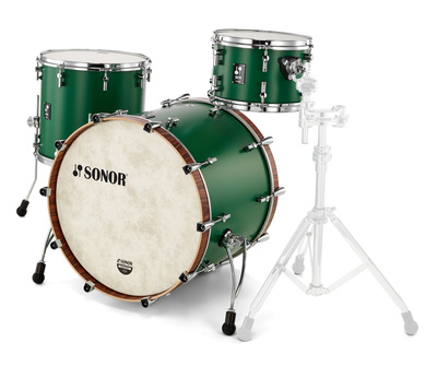 B-Stock, Sonor SQ1 Standard Kesselsatz, Farbe: Roadster Green (RGR), seidenmatt lackierte Kessel aus 100% europäischer Birke, 10-lagige 10mm starke