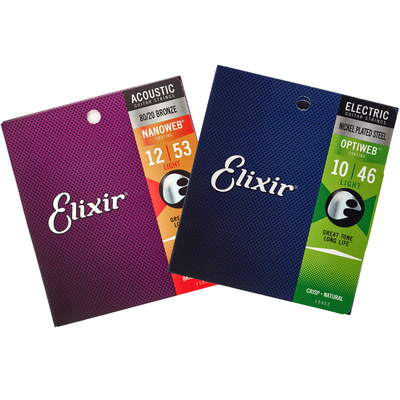 Elixir Acoustic/E-Guitar Bundle padengtos akustinės gitaros stygos