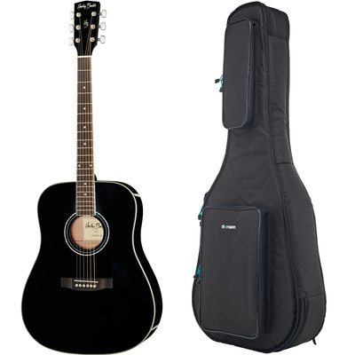 Harley Benton D-120LH BK kairiarankių akustinė gitara komplektas
