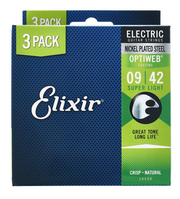 Elixir Optiweb 19002 Super Light 3P elektrinės gitaros stygos