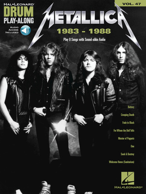 Hal Leonard Drum Play-Along Metallica 1983 mušamųjų instrumentų natų sąsiuvinis