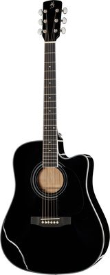 B-Stock, Harley Benton CLD-341SC BK Custom Line; Standard Serie Elektro/Akustik Western Gitarre, Dreadnought Style mit Cutaway, ausgesuchte massive