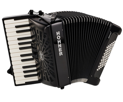 Hohner Bravo II 48 Black silent key pianinis akordeonas